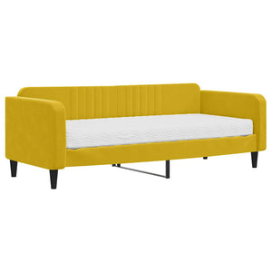 Divano Letto con Materasso-Sofa Letto-Daybed Giallo 90x200 cm in Velluto 631005