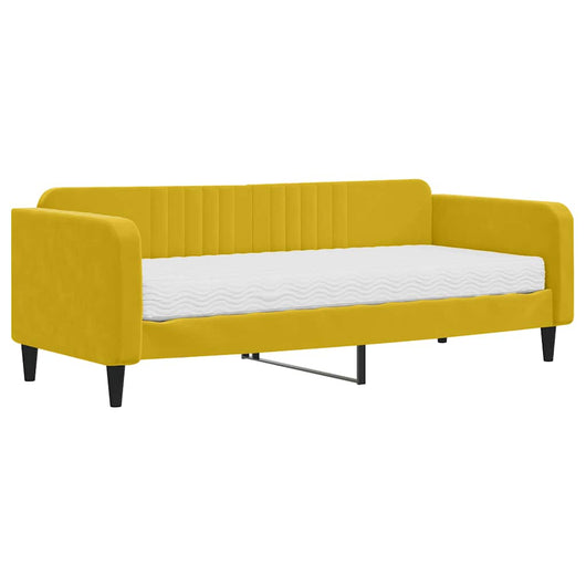 Divano Letto con Materasso-Sofa Letto-Daybed Giallo 90x200 cm in Velluto 631005