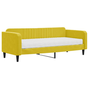 Divano Letto con Materasso Giallo 90x200 cm in Velluto 3197044