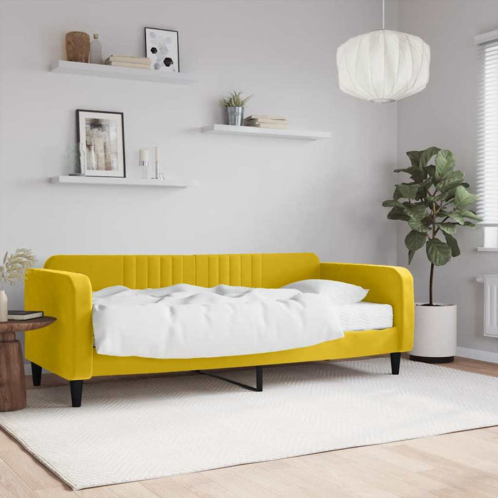 Divano Letto con Materasso-Sofa Letto-Daybed Giallo 90x200 cm in Velluto 631005