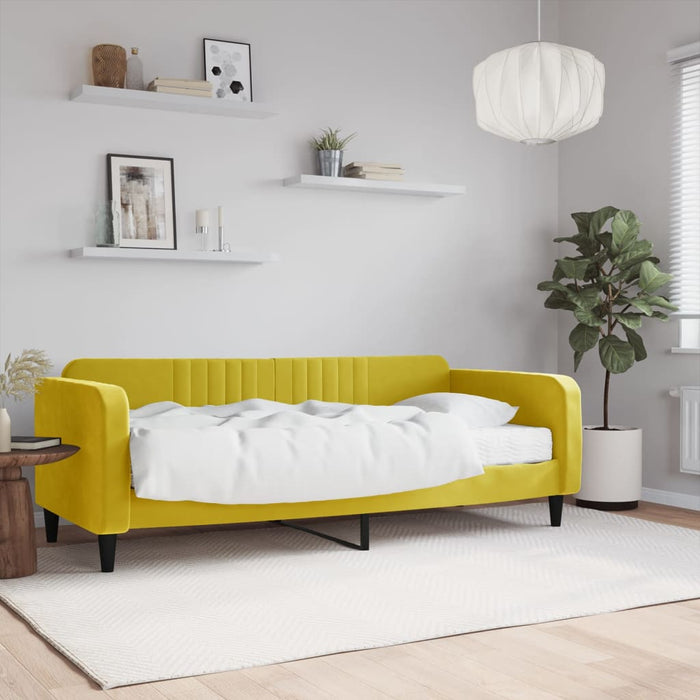 Divano Letto con Materasso Giallo 90x200 cm in Velluto 3197044