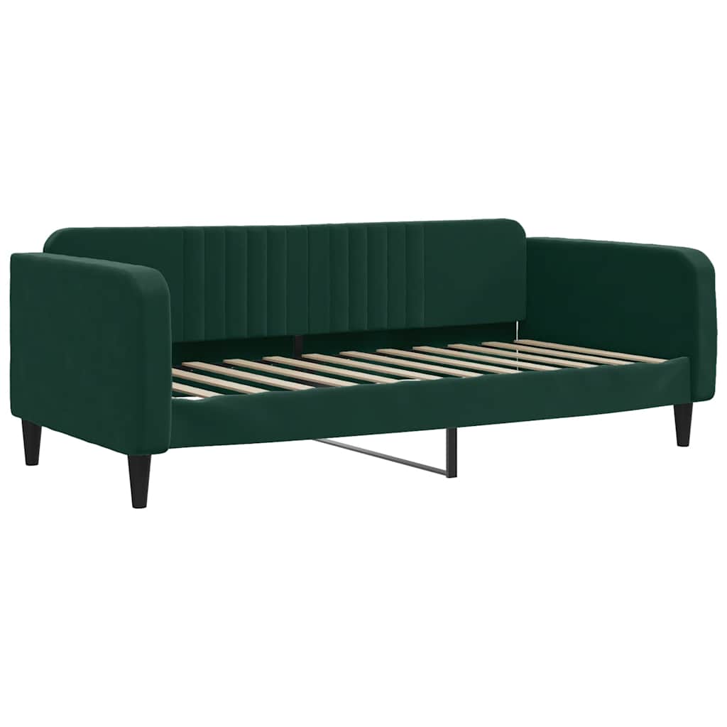 Divano Letto con Materasso-Sofa Letto-Daybed Verde Scuro 100x200 cm in Velluto 889049