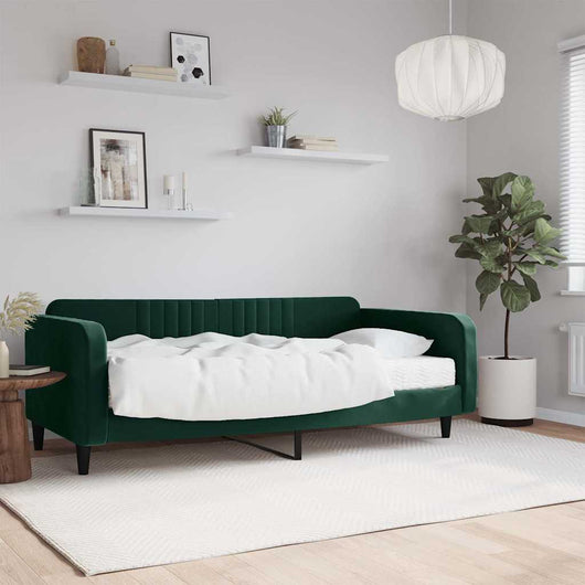Divano Letto con Materasso-Sofa Letto-Daybed Verde Scuro 100x200 cm in Velluto 889049