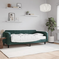 Divano Letto con Materasso Verde Scuro 100x200 cm in Velluto