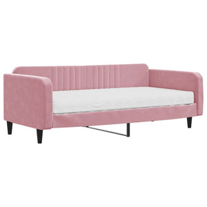 Divano Letto con Materasso-Sofa Letto-Daybed Rosa 100x200 cm in Velluto 738596