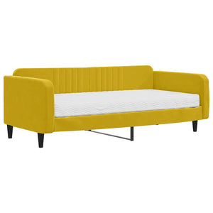 Divano Letto con Materasso-Sofa Letto-Daybed Giallo 100x200 cm in Velluto 785405