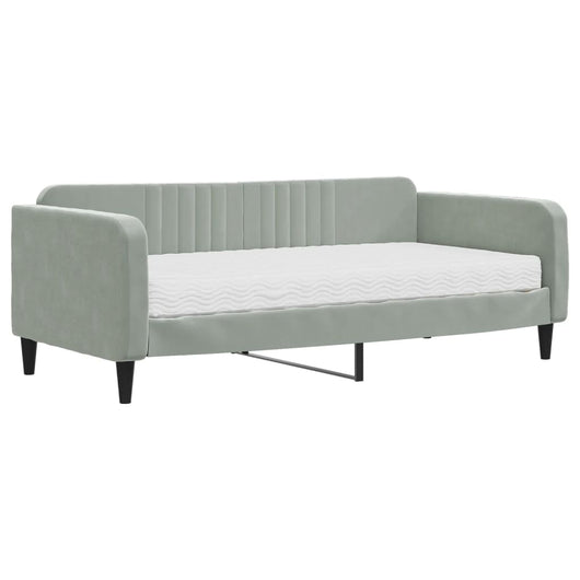 Divano Letto con Materasso-Sofa Letto-Daybed Grigio Chiaro 90x190 cm in Velluto 385147