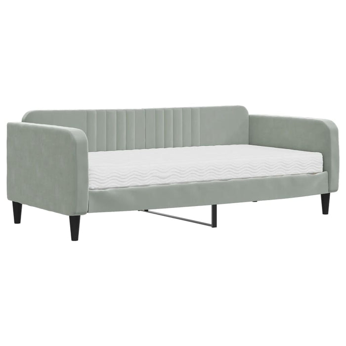 Divano Letto con Materasso-Sofa Letto-Daybed Grigio Chiaro 90x190 cm in Velluto 385147