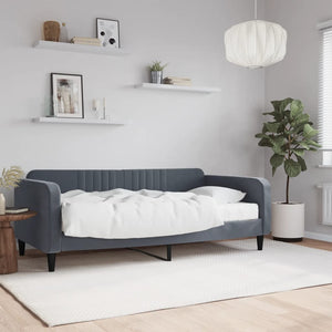 Divano Letto con Materasso Grigio Scuro 90x190 cm in Velluto