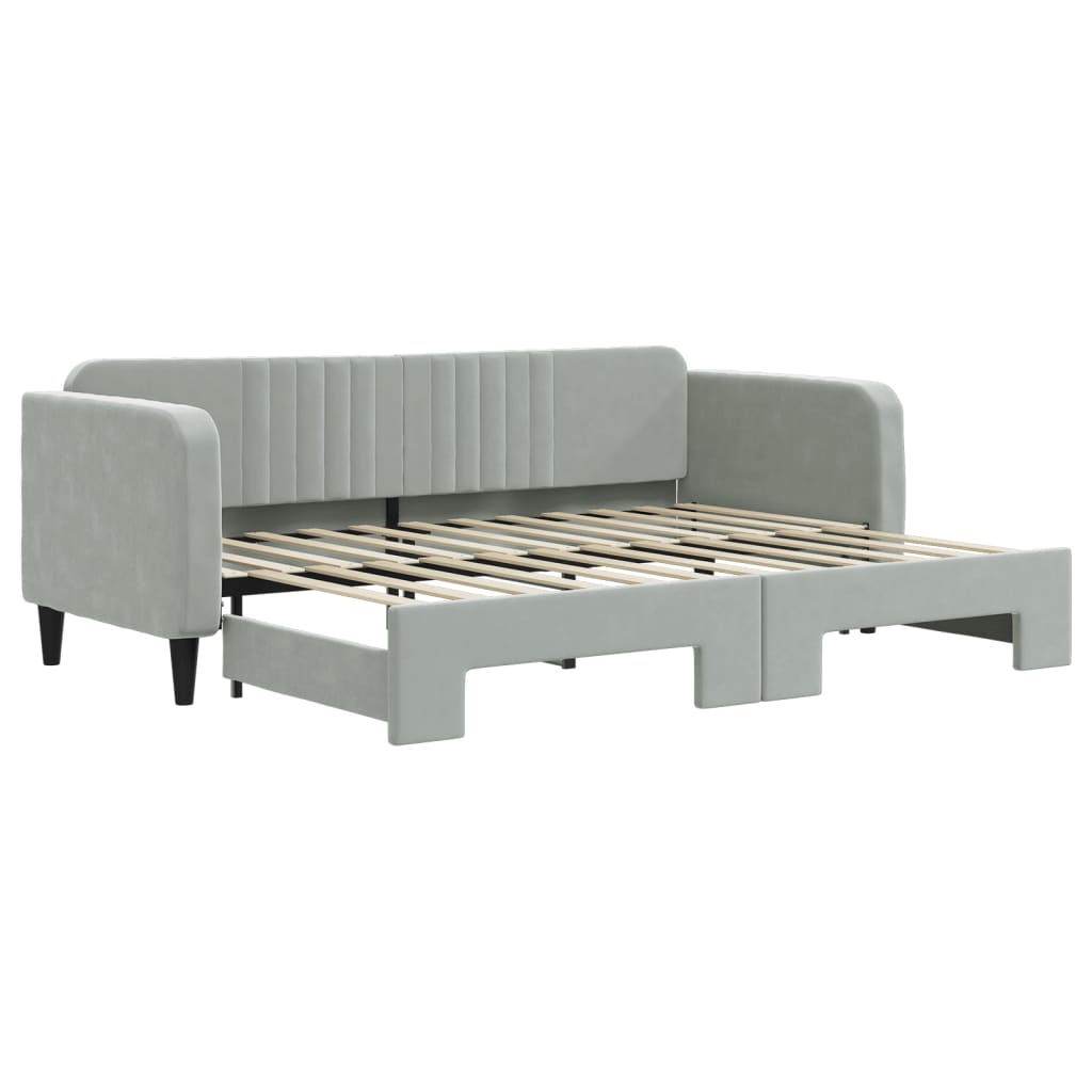 Divano Letto con Letto Estraibile Grigio Chiaro 80x200 Velluto 3197056