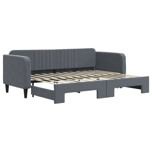 Divano Letto con Letto Estraibile Grigio Scuro 80x200cm Velluto