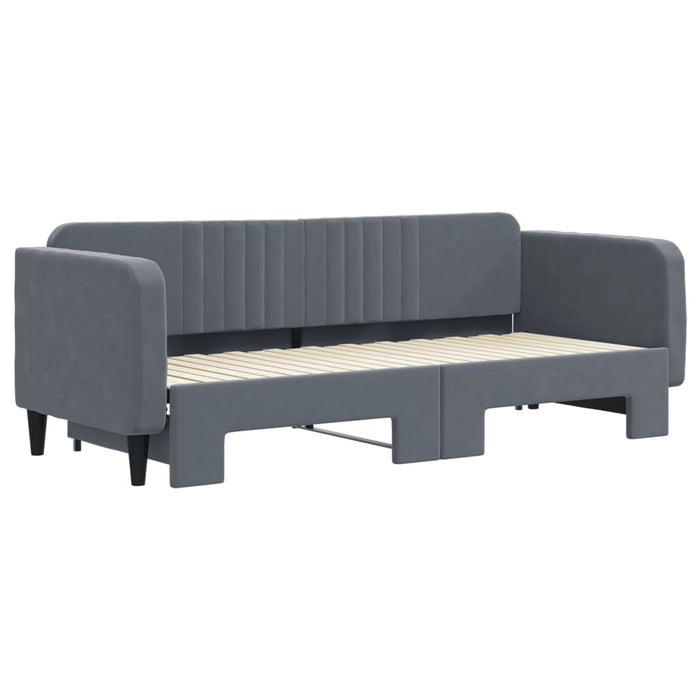 Divano Letto con Letto Estraibile Grigio Scuro 80x200cm Velluto