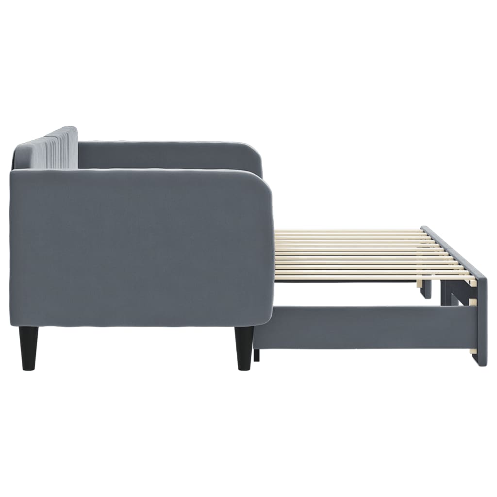 Divano Letto con Letto Estraibile Grigio Scuro 80x200cm Velluto 3197057