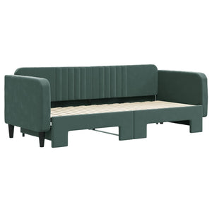 Divano Letto con Letto Estraibile Verde Scuro 80x200cm Velluto 3197058