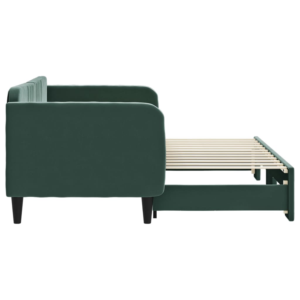 Divano Letto con Letto Estraibile Verde Scuro 80x200cm Velluto