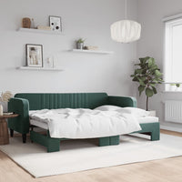 Divano Letto con Letto Estraibile Verde Scuro 80x200cm Velluto 3197058