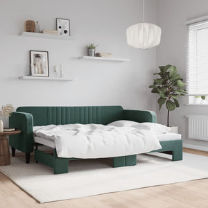 Divano Letto con Letto Estraibile Verde Scuro 80x200cm Velluto 3197058