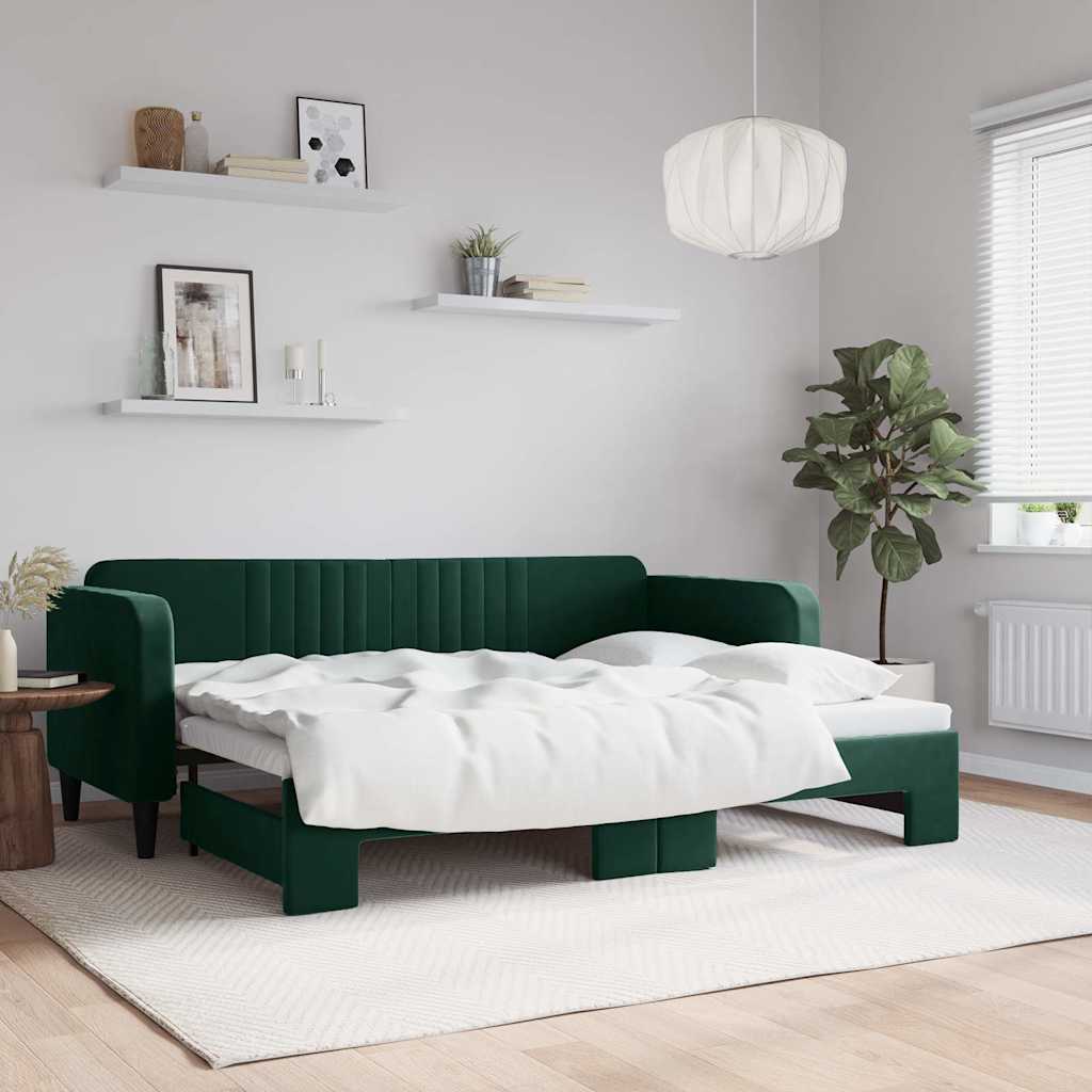 Divano Letto con Letto Estraibile-Sofa Letto-Daybed Verde Scuro 80x200cm Velluto 788166