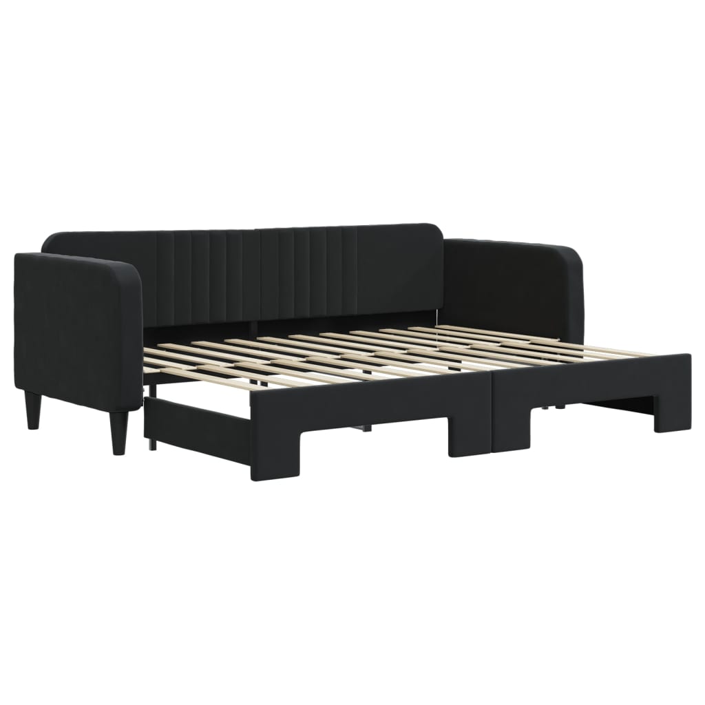 Divano Letto con Letto Estraibile Nero 80x200 cm in Velluto 3197060