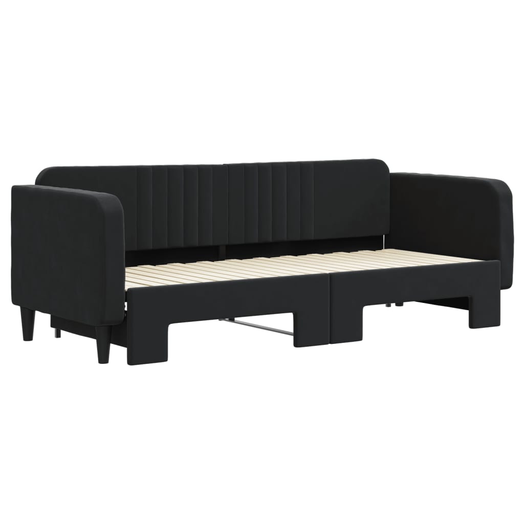 Divano Letto con Letto Estraibile Nero 80x200 cm in Velluto 3197060