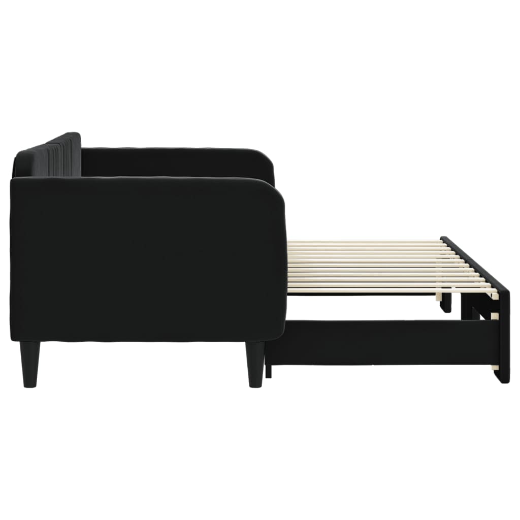 Divano Letto con Letto Estraibile Nero 80x200 cm in Velluto