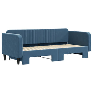 Divano Letto con Letto Estraibile Blu 90x200 cm in Velluto
