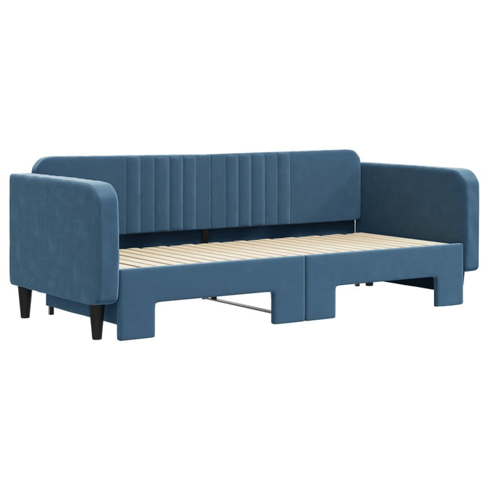 Divano Letto con Letto Estraibile Blu 90x200 cm in Velluto 3197062