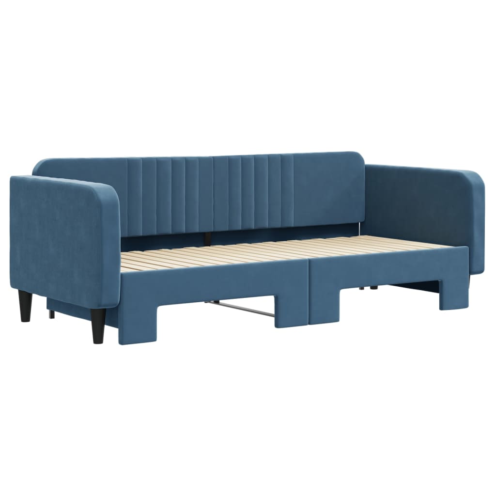 Divano Letto con Letto Estraibile-Sofa Letto-Daybed Blu 90x200 cm in Velluto 442694