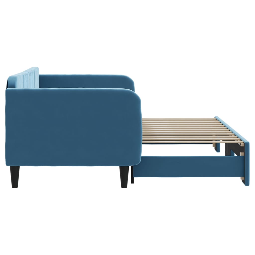Divano Letto con Letto Estraibile Blu 90x200 cm in Velluto