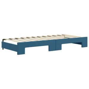 Divano Letto con Letto Estraibile Blu 90x200 cm in Velluto