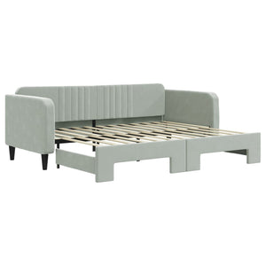 Divano Letto con Letto Estraibile Grigio Chiaro 90x200 Vellutocod mxl 130578
