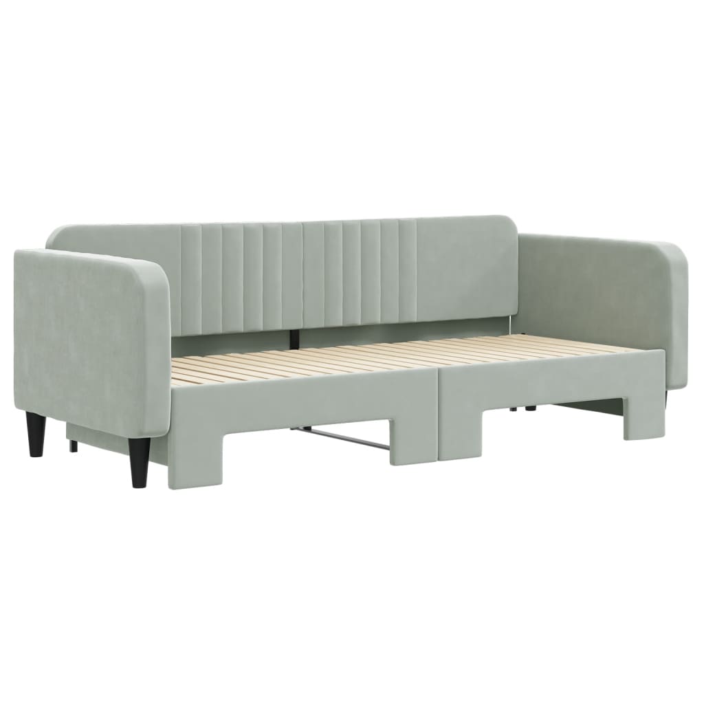Divano Letto con Letto Estraibile-Sofa Letto-Daybed Grigio Chiaro 90x200 Velluto 757629