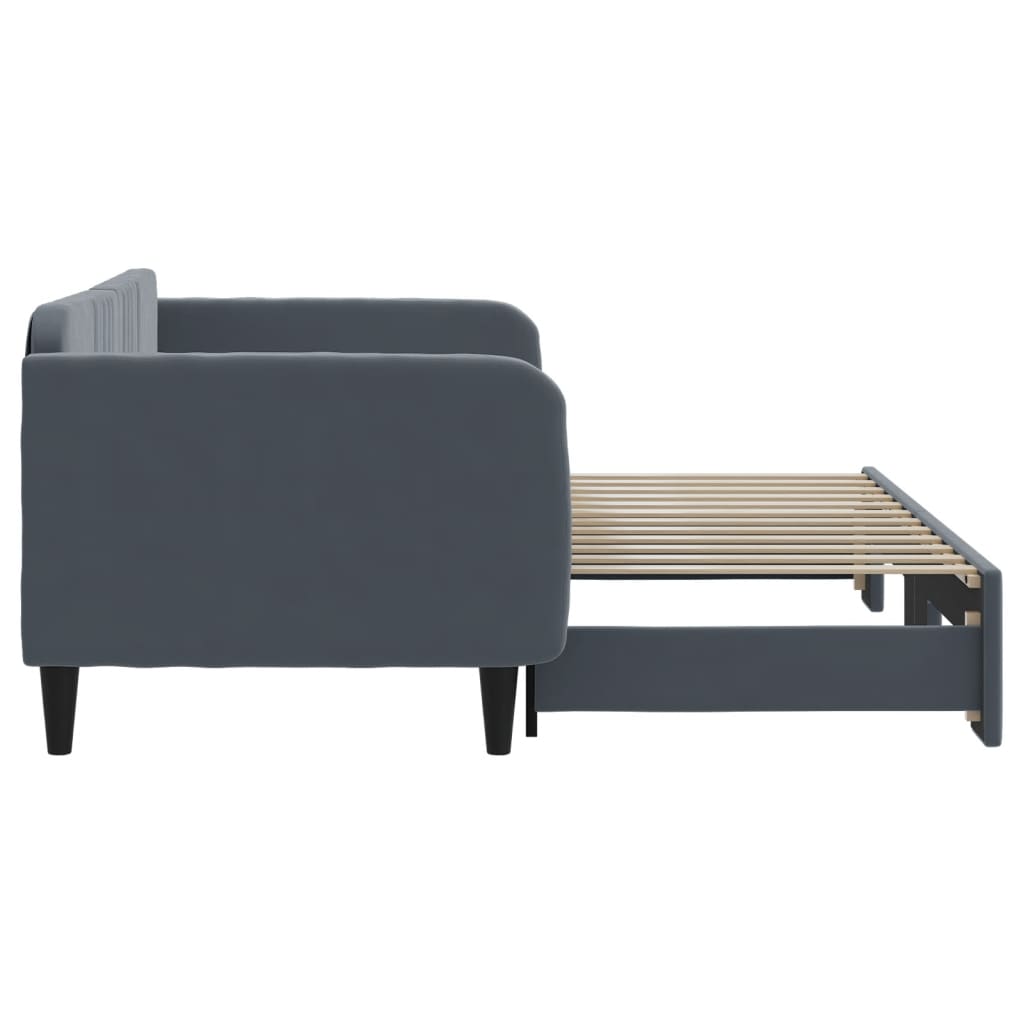 Divano Letto con Letto Estraibile Grigio Scuro 90x200cm Velluto