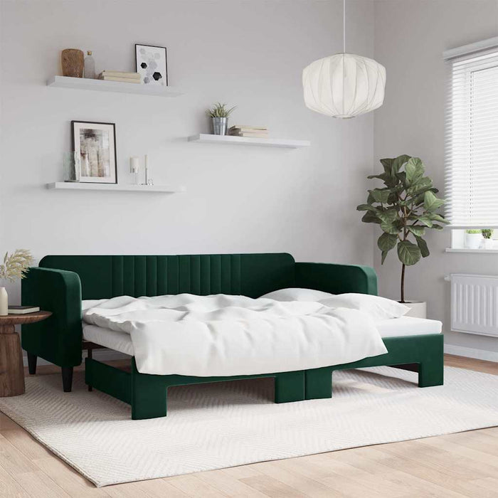 Divano Letto con Letto Estraibile-Sofa Letto-Daybed Verde Scuro 90x200cm Velluto 573931