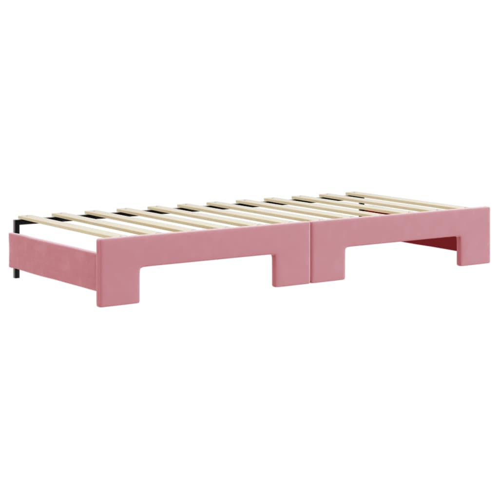 Divano Letto con Letto Estraibile Rosa 90x200 cm in Velluto 3197066