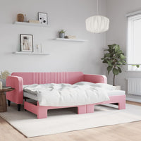 Divano Letto con Letto Estraibile Rosa 90x200 cm in Velluto 3197066