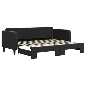 Divano Letto con Letto Estraibile Nero 90x200 cm in Velluto 3197067