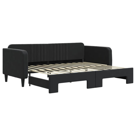 Divano Letto con Letto Estraibile Nero 90x200 cm in Velluto 3197067