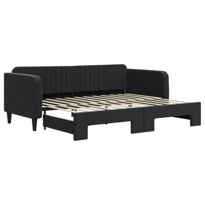 Divano Letto con Letto Estraibile-Sofa Letto-Daybed Nero 90x200 cm in Velluto 377165