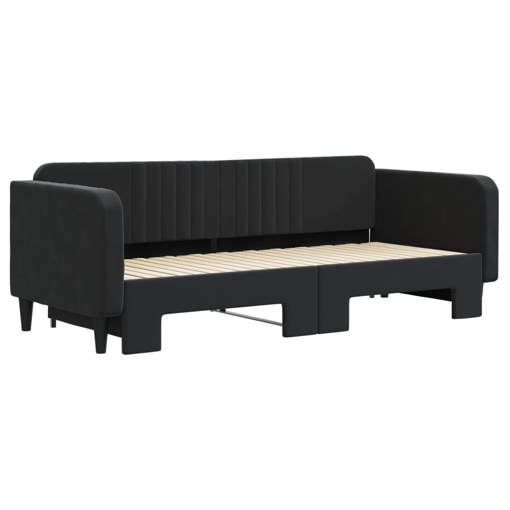 Divano Letto con Letto Estraibile Nero 90x200 cm in Velluto 3197067