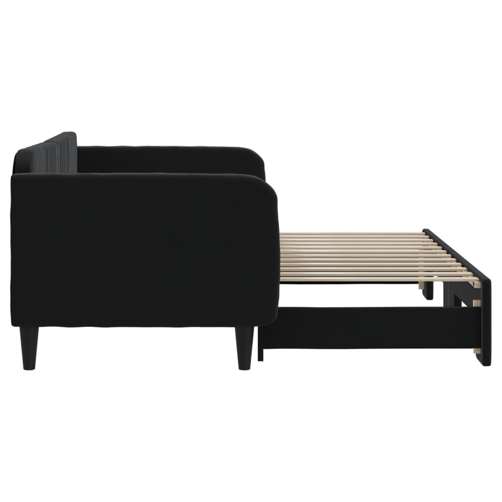 Divano Letto con Letto Estraibile Nero 90x200 cm in Velluto 3197067