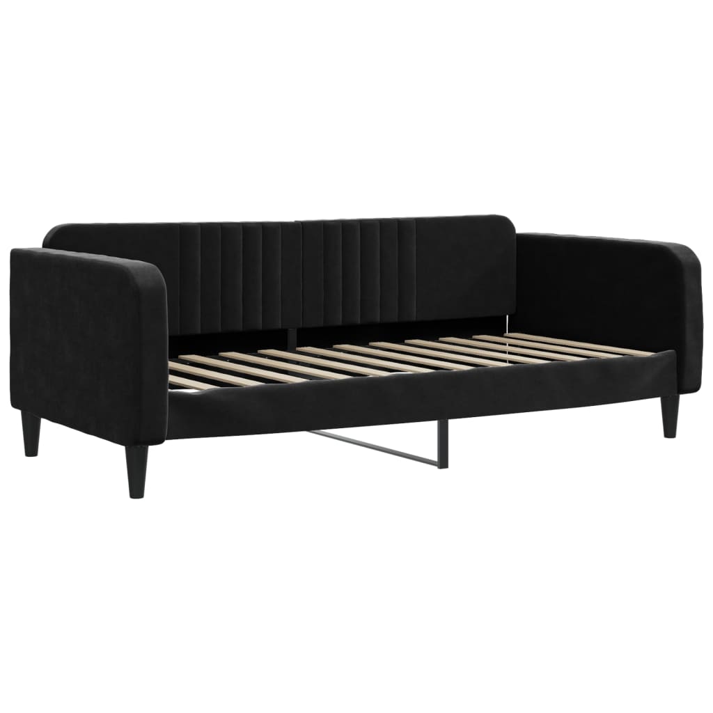 Divano Letto con Letto Estraibile-Sofa Letto-Daybed Nero 90x200 cm in Velluto 377165