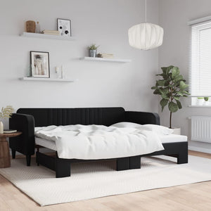 Divano Letto con Letto Estraibile-Sofa Letto-Daybed Nero 90x200 cm in Velluto 377165