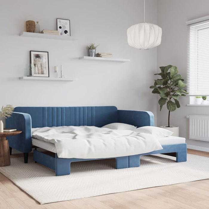 Divano Letto con Letto Estraibile-Sofa Letto-Daybed Blu 100x200 cm in Velluto 996708