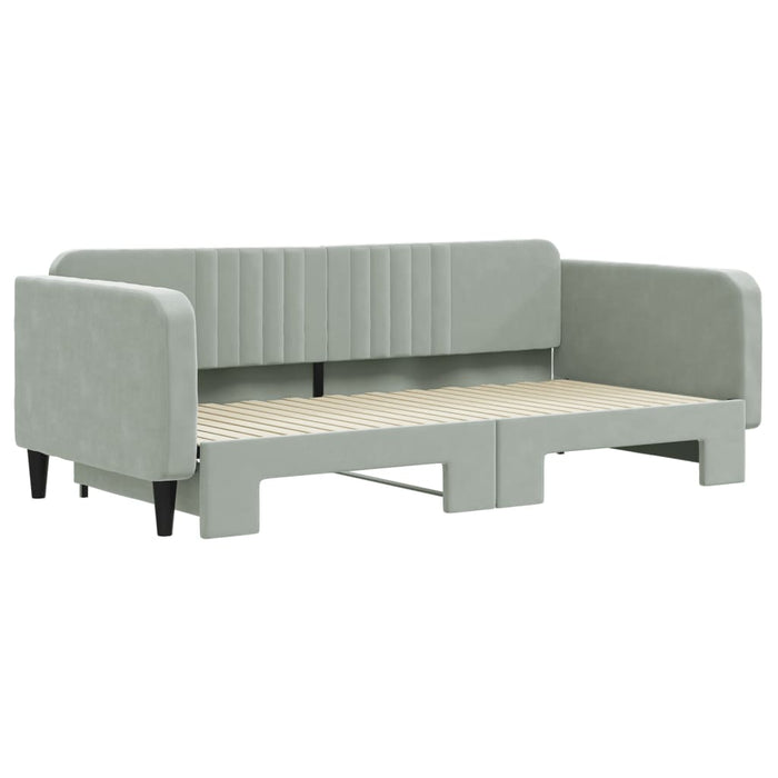 Divano Letto con Letto Estraibile Grigio Chiaro 100x200 Velluto