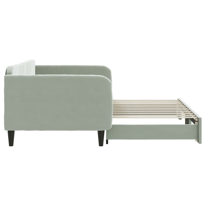 Divano Letto con Letto Estraibile Grigio Chiaro 100x200 Velluto