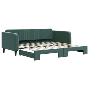 Divano Letto con Letto Estraibile Verde Scuro 100x200cm Velluto