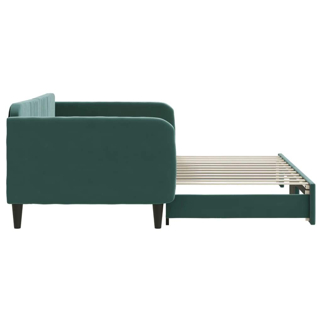 Divano Letto con Letto Estraibile Verde Scuro 100x200cm Velluto