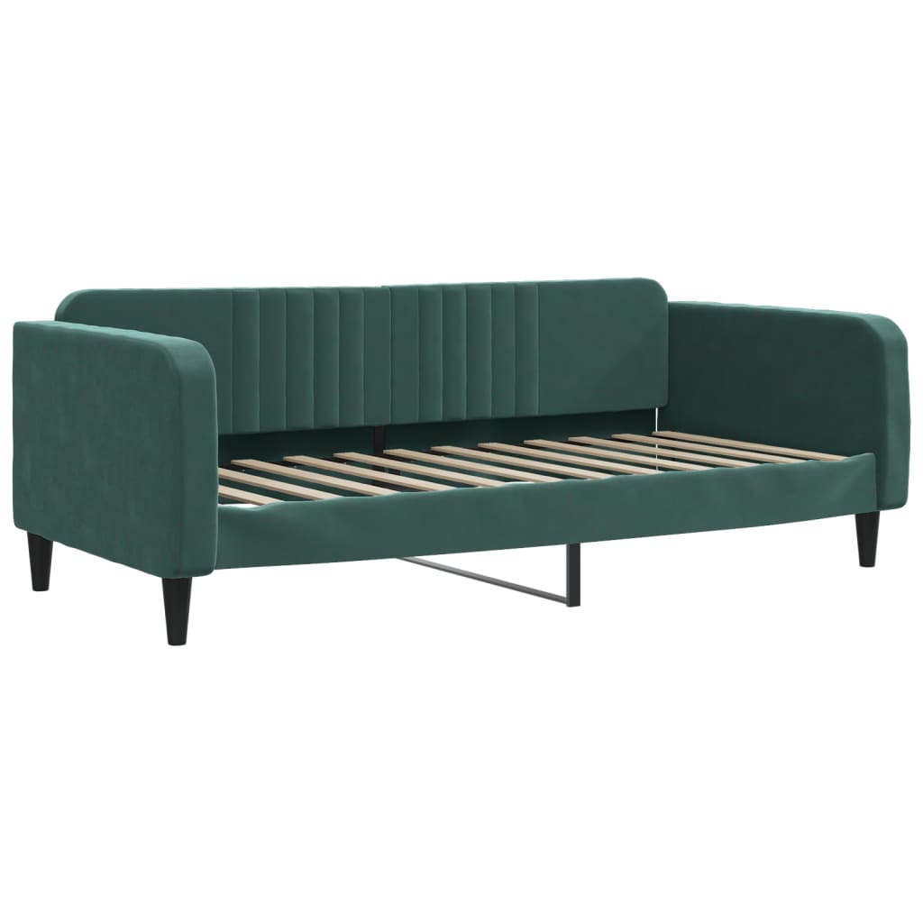 Divano Letto con Letto Estraibile Verde Scuro 100x200cm Velluto