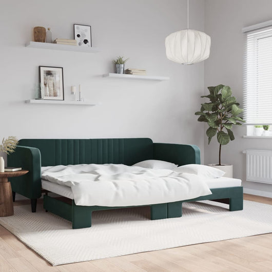 Divano Letto con Letto Estraibile-Sofa Letto-Daybed Verde Scuro 100x200cm Velluto 729770